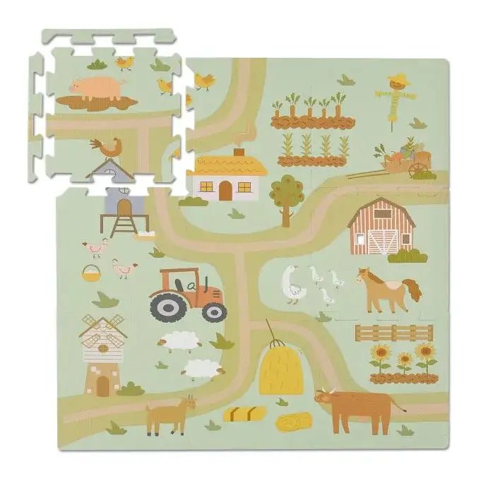 Lasten palapelimatto Relaxdays, maatila, 89,5 × 89,5 cm