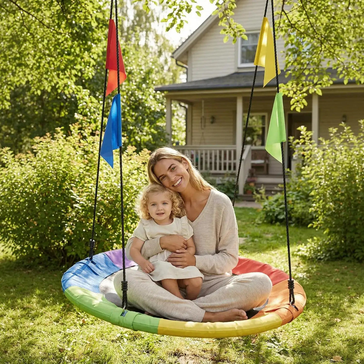 Lasten pesäkeinu Relaxdays, 100 cm, viireillä