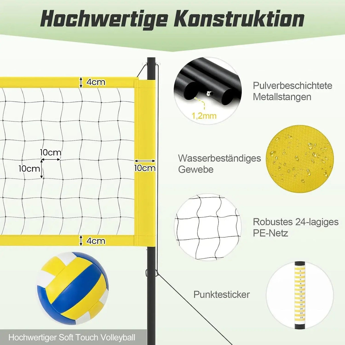 Lentopallosetti Costway, korkeussäädettävällä verkolla
