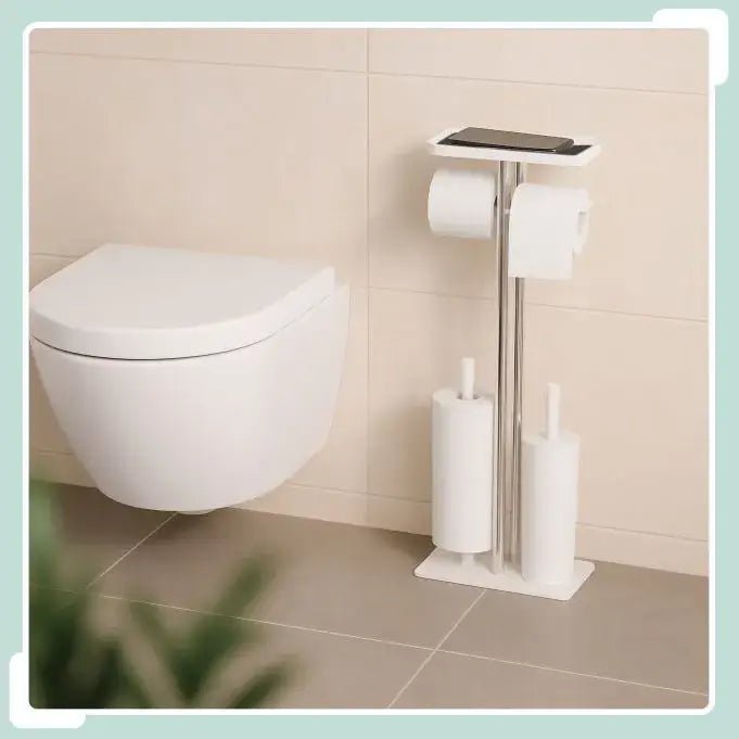 WC-teline Relaxdays 3-in-1, hyllyllä ja WC-harjalla